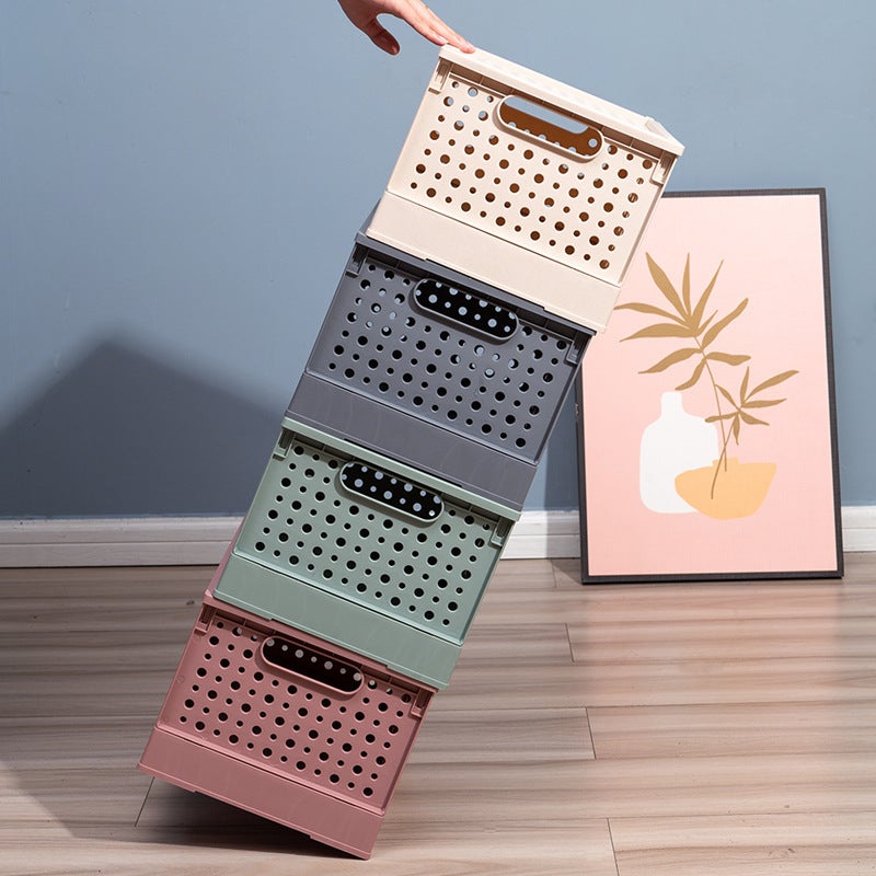 Folding Storage Basket Desktop Plastic Storage Basket Folding Sundries Toy Storage Basket Dirty Clothes Storage Basket Artifact - Image 4